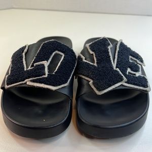 Tory Burch Love Navy Blue Slip On Open Toe Slides Size 7